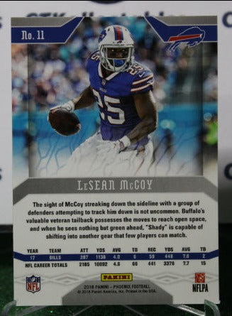 2018 PANINI PHOENIX LeSEAN McCOY # 11 NFL BUFFALO BILLS GRIDIRON CARD