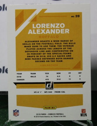 2019 PANINI DONRUSS LORENZO ALEXANDER # 39 NFL BUFFALO BILLS GRIDIRON CARD