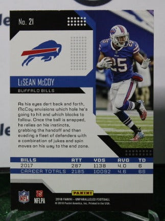 2018 PANINI UNPARALLELED LeSEAN McCOY # 21 NFL BUFFALO BILLS GRIDIRON CARD