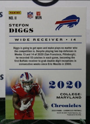 2020 PANINI CHRONICLES STEFON DIGGS # 11 BRONZE NFL BUFFALO BILLS GRIDIRON CARD