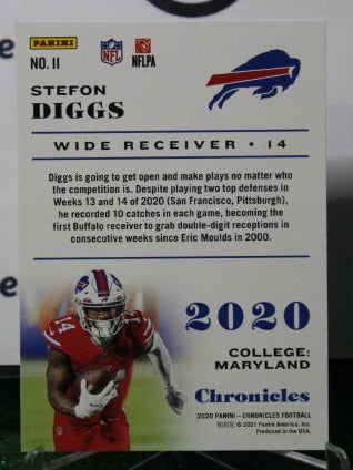 2020 PANINI CHRONICLES STEFON DIGGS # 11 NFL BUFFALO BILLS GRIDIRON CARD