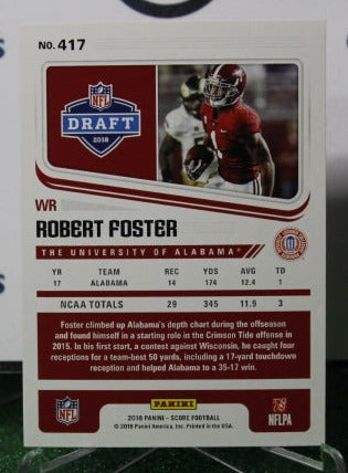 2018 PANINI SCORE ROBERT FOSTER # 417 ROOKIE NFL BUFFALO BILLS GRIDIRON CARD