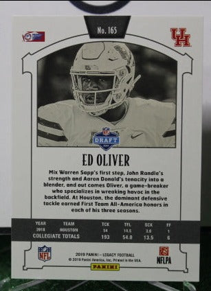 2019 PANINI LEGACY ED OLIVER # 165 ROOKIE NFL BUFFALO BILLS GRIDIRON CARD