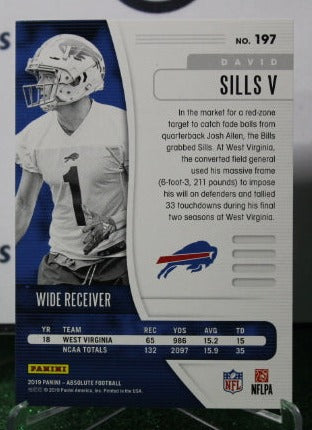 2019 PANINI ABSOLUTE DAVID SILLS V # 197 ROOKIE NFL BUFFALO BILLS GRIDIRON CARD