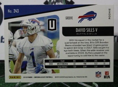 2019 PANINI UNPARALLELED DAVID SILLS V # 243 ROOKIE GROOVE NFL BUFFALO BILLS GRIDIRON CARD