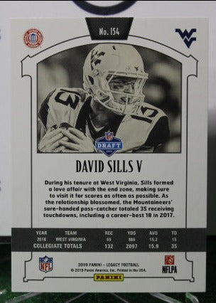 2019 PANINI LEGACY DAVID SILLS V # 154 ROOKIE NFL BUFFALO BILLS GRIDIRON CARD