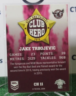 2019 NRL TRADERS JAKE TRBOJEVIC # CH 11 CLUB HERO MANLY SEA EAGLES