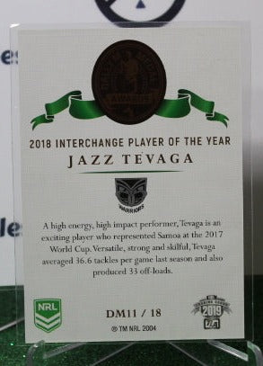 2019 NRL ELITE JAZZ TEVAGA # DM11/18 BRONZE NEW ZEALAND WARRIORS