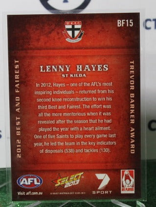 2013 SELECT AFL LENNY HAYES # BF15 BEST AND FAIREST ST. KILDA SAINTS