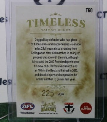 2019 SELECT AFL DOMINANCE NATHAN BROWN # T60 TIMELESS 225/350 ST. KILDA SAINTS