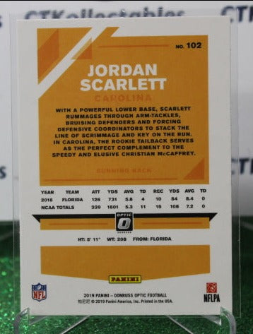 2019 PANINI DONRUSS OPTIC JORDAN SCARLETT # 102 ROOKIE NFL CAROLINA PANTHERS GRIDIRON CARD