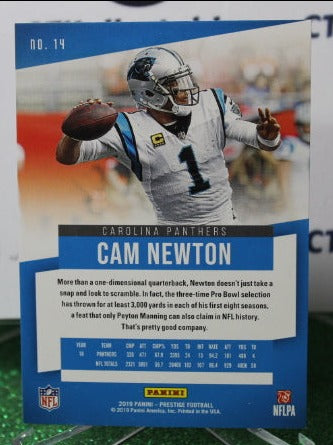 2019 PANINI PRESTIGE CAM NEWTON # 14 NFL CAROLINA PANTHERS GRIDIRON CARD