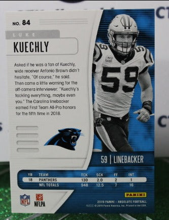 2019 PANINI ABSOLUTE LUKE KUECHLY # 84 NFL CAROLINA PANTHERS GRIDIRON CARD