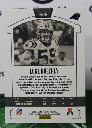 2019 PANINI LEGACY LUKE KUECHLY # 16 NFL CAROLINA PANTHERS GRIDIRON CARD