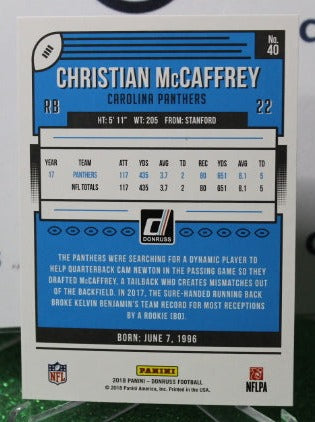 2018 PANINI DONRUSS CHRISTIAN McCAFFREY # 40 NFL CAROLINA PANTHERS GRIDIRON CARD