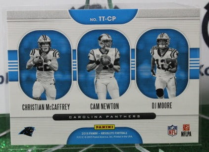 2019 PANINI ABSOLUTE McCAFFREY NEWTON MOORE # TT-CP TEAM TRIOS NFL CAROLINA PANTHERS GRIDIRON CARD