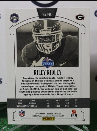 2019 PANINI LEGACY RILEY RIDLEY # 194 DRAFT ROOKIE NFL CHICAGO BEARS GRIDIRON CARD