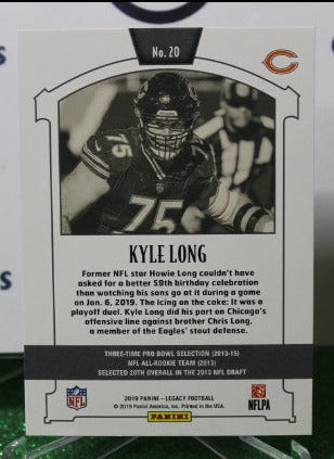 2019 PANINI LEGACY KYLE LONG # 20 NFL CHICAGO BEARS GRIDIRON CARD