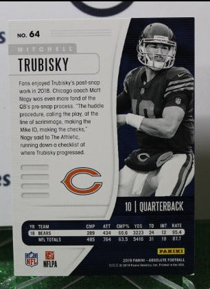 2019 PANINI ABSOLUTE MITCHELL TRUBISKY # 64 NFL CHICAGO BEARS GRIDIRON CARD