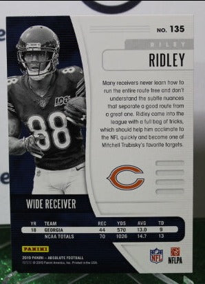 2019 PANINI ABSOLUTE RILEY RIDLEY # 135 ROOKIE FOIL NFL CHICAGO BEARS GRIDIRON CARD