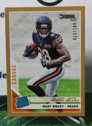 2019 PANINI DONRUSS RILEY RIDLEY # 336 RATED ROOKIE CANVAS 013/100 NFL CHICAGO BEARS GRIDIRON CARD