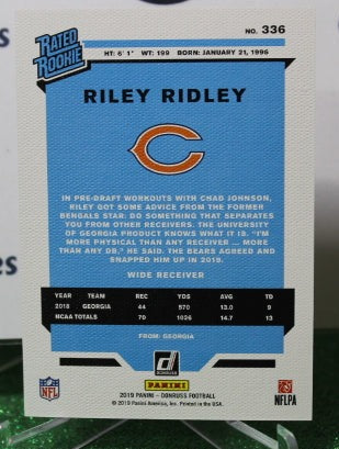 2019 PANINI DONRUSS RILEY RIDLEY # 336 RATED ROOKIE CANVAS 013/100 NFL CHICAGO BEARS GRIDIRON CARD