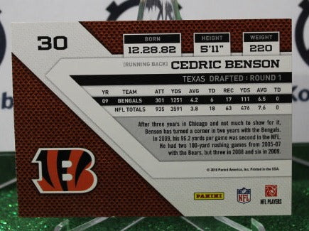 2010 PANINI THREADS CENRIC BENSON # 30 NFL CINCINNATI BENGALS GRIDIRON CARD