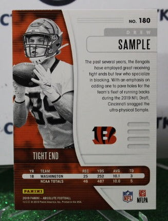 2019 PANINI ABSOLUTE DREW SAMPLE # 180 ROOKIE NFL CINCINNATI BENGALS GRIDIRON CARD