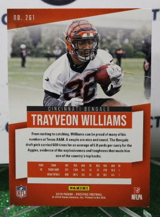 2019 PANINI PRESTIGE TRAYVEON WILLIAMS # 261 ROOKIE NFL CINCINNATI BENGALS GRIDIRON CARD