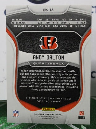 2019 PANINI CERTIFIED ANDY DALTON # 14 NFL CINCINNATI BENGALS GRIDIRON CARD