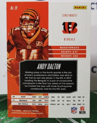 2018 PANINI ABSOLUTE ANDY DALTON # 19 RED NFL CINCINNATI BENGALS GRIDIRON CARD