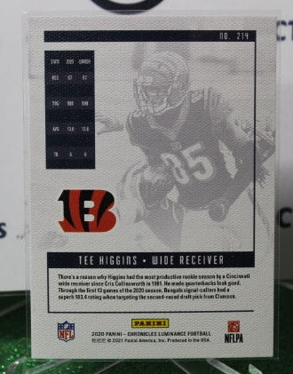 2020 PANINI CHRONICLES LUMINANCE TEE HIGGINS # 214 ROOKIE NFL CINCINNATI BENGALS GRIDIRON CARD