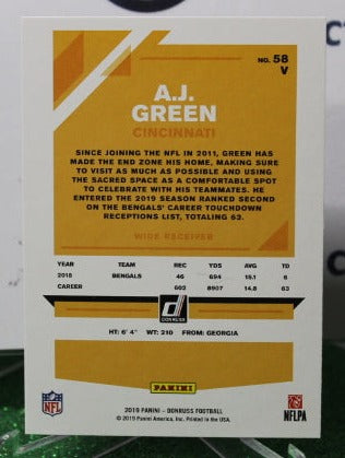 2019 PANINI DONRUSS A.J. GREEN # 58 V RED PRESS PROOF NFL CINCINNATI BENGALS GRIDIRON CARD