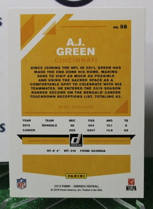 2019 PANINI DONRUSS A.J. GREEN # 58 NFL CINCINNATI BENGALS GRIDIRON CARD