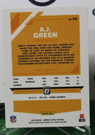 2019 PANINI DONRUSS OPTIC A.J. GREEN # 23 NFL CINCINNATI BENGALS GRIDIRON CARD