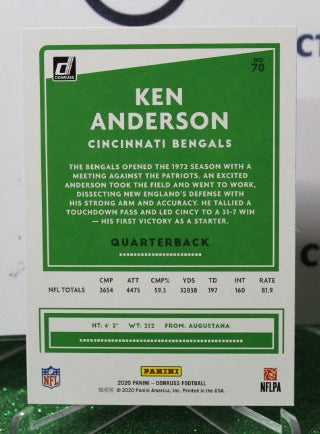 2020 PANINI DONRUSS KEN ANDERSON # 70 NFL CINCINNATI BENGALS GRIDIRON CARD