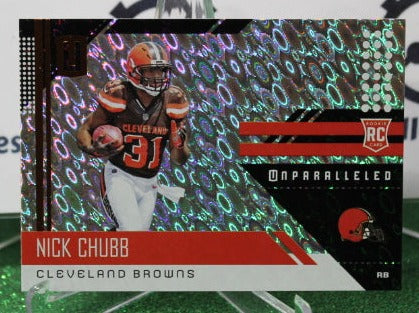 2018 PANINI UNPARALLELED NICK CHUBB # 216 ROOKIE FLIGHT NFL CLEVELAND BROWNS GRIDIRON CARD