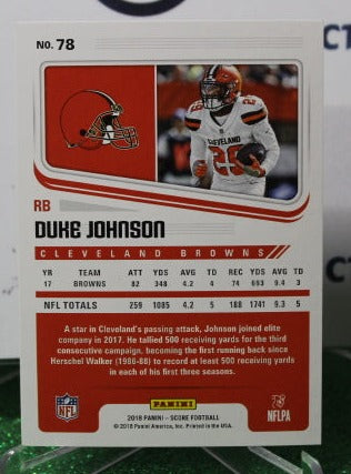 2018 PANINI SCORE DUKE JOHNSON #78 NFL CLEVELAND BROWNS GRIDIRON CARD