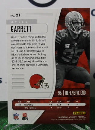 2019 PANINI ABSOLUTE MYLES GARRETT # 21 NFL CLEVELAND BROWNS GRIDIRON CARD