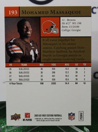 2009 UPPER DECK MOHAMED MASSAQUOI # 193 GOLD NFL CLEVELAND BROWNS GRIDIRON CARD