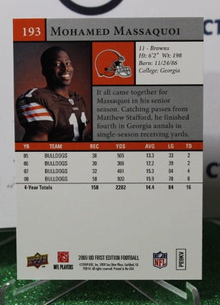 2009 UPPER DECK MOHAMED MASSAQUOI # 193 NFL CLEVELAND BROWNS GRIDIRON CARD