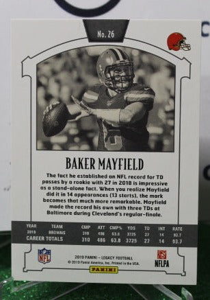 2019 PANINI LEGACY BAKER MAYFIELD # 26 NFL CLEVELAND BROWNS GRIDIRON CARD