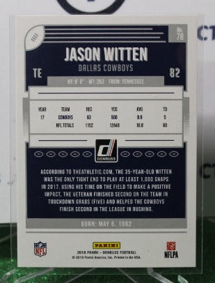 2018 PANINI DONRUSS JASON WITTEN # 78 NFL DALLAS COWBOYS GRIDIRON CARD