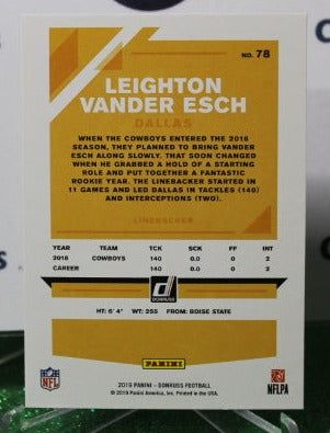 2019 PANINI DONRUSS LEIGHTON VANDER ESCH # 78 NFL DALLAS COWBOYS GRIDIRON CARD