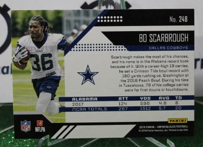 2018 PANINI UNPARALLELED BO SCARBROUGH # 248 ROOKIE NFL DALLAS COWBOYS GRIDIRON CARD