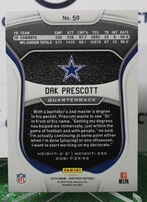 2019 PANINI CERTIFIED DAK PRESCOTT # 50 NFL DALLAS COWBOYS GRIDIRON CARD