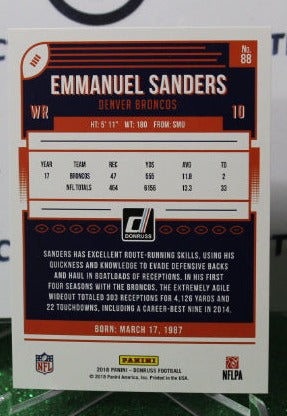 2018 PANINI DONRUSS EMMANUEL SANDERS # 88 NFL DENVER BRONCOS GRIDIRON CARD