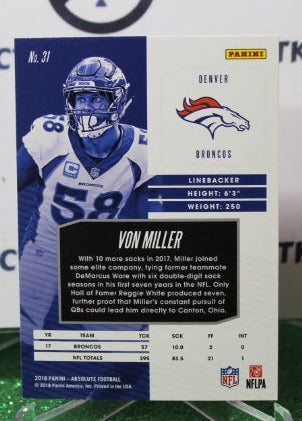 2018 PANINI ABSOLUTE VON MILLER # 31 NFL DENVER BRONCOS GRIDIRON CARD