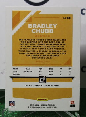 2019 PANINI DONRUSS BRADLEY CHUBB # 85 NFL DENVER BRONCOS GRIDIRON CARD