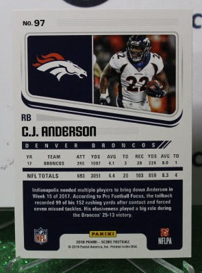 2018 PANINI SCORE C.J. ANDERSON # 97 NFL DENVER BRONCOS GRIDIRON CARD